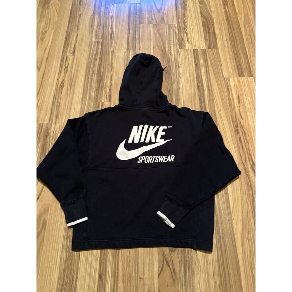 Nike Sportswear 1/4 Zip Black Hoodie Jacket Men's Small Big Logo Back